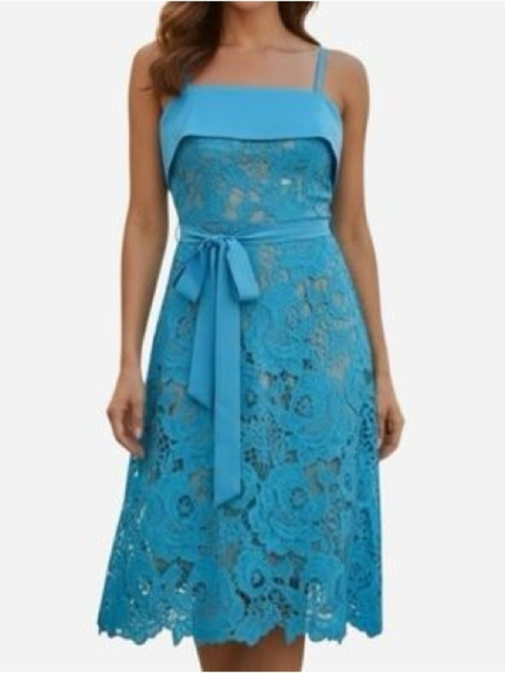 Dahlia MacPhee Blue Midi Cocktail Dress Small NWT